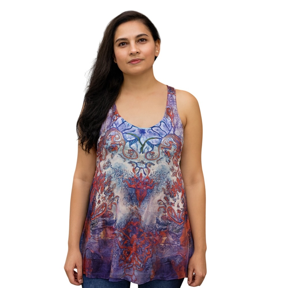 Let live boho artsy fairy dark romantic relaxed vacationwestern 1X plus tank top